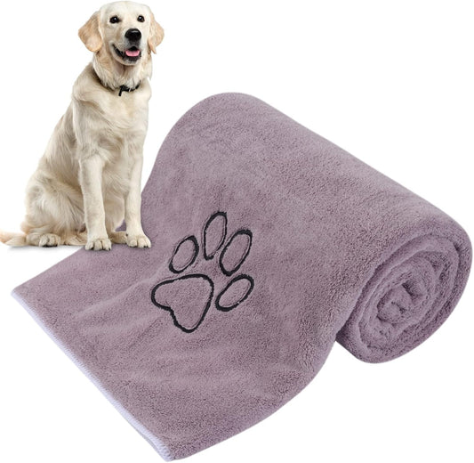 Kinhwa Dog Towel Super Absorbent Pet Bath Towel Microfiber Dog Drying Towel for Small, Medium, Large Dogs and Cats 30Inch X 50Inch Purple