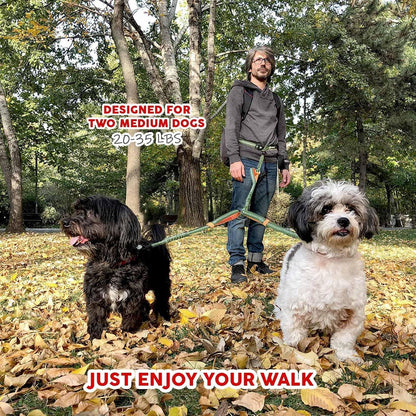 Pet Dreamland Exquisite Double Dog Leash Coupler with Tangle-Free Swivel. Premium & Versatile Attachment for Walking Two Dogs. You Will Absolutely Love This Amazing Dual Dog Coupler (Khaki & Orange)