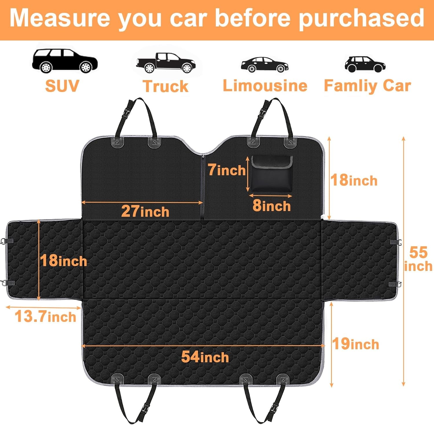 Mancro Dog Car Seat Cover for Back Seat, 2025 Upgraded 600D Heavy Duty Waterproof & Scratch-Resistant Dog Hammock for Car, Back Seat Pet Cover for Dogs with Sedan, Trucks and Suvs, Standard, Black