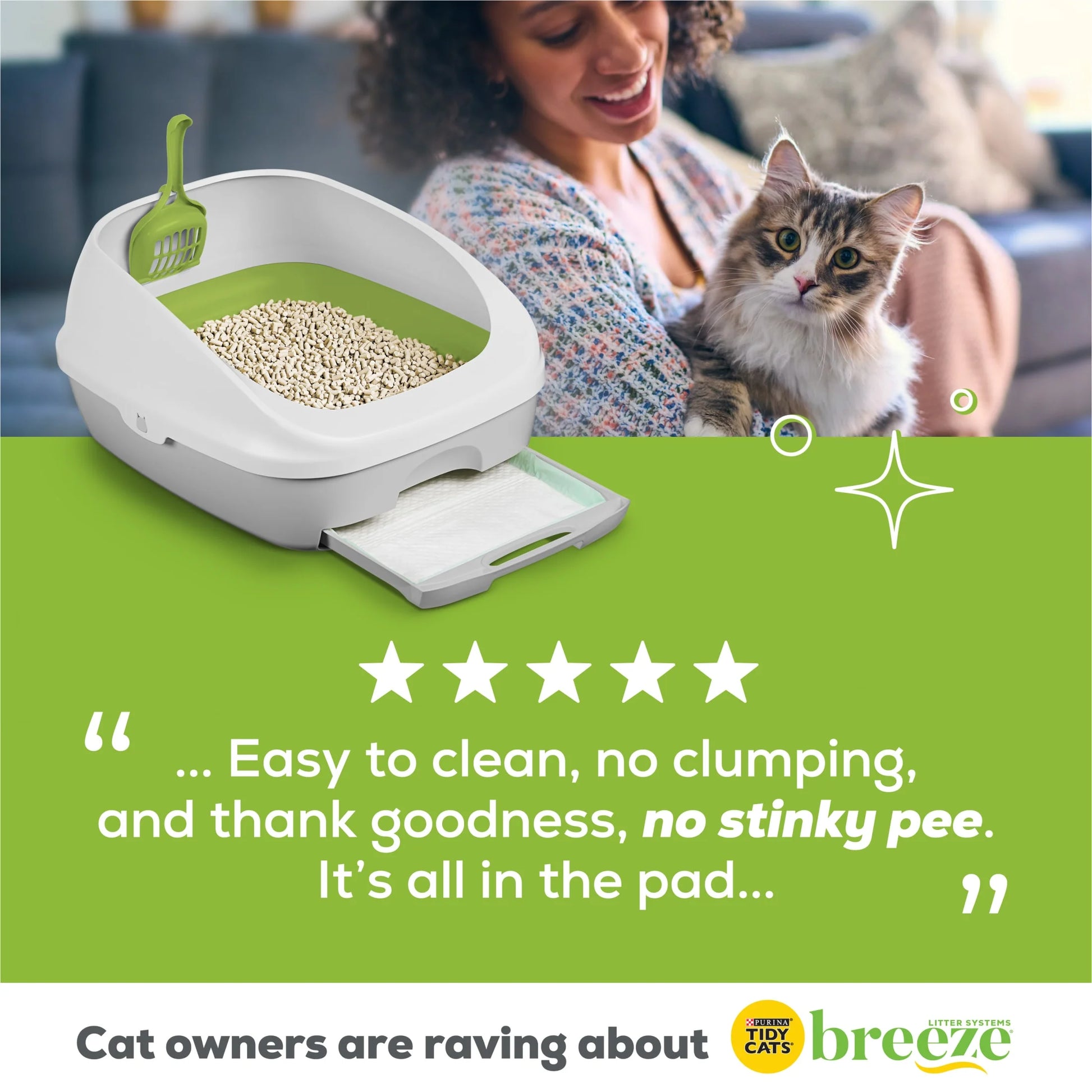 (10 Pack)   Breeze Bright Lemongrass Scented Ion Cat Litter Pads Refill Pack