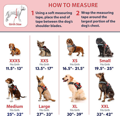 Industrial Puppy Service Dog Vest with Hook and Loop Straps and Matching Service Dog Leash Set - Harnesses from XXS to XXL - Harness Features Reflective Patch and Comfortable Mesh Design