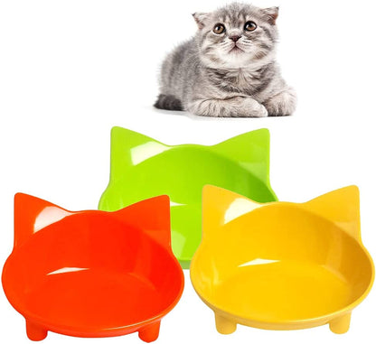 Skrtuan Cat Bowls, Non-Slip Food and Water Bowls for Cats & Dogs, Wide & Shallow Design to Prevent Whisker Fatigue, Safe Food-Grade Pet Dishes for Kittens, Puppies, Rabbits