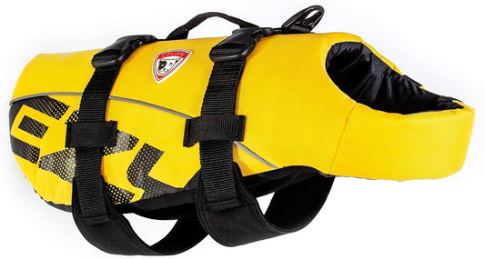 Ezydog DFD Dog Life Jacket - Adjustable Swimming Safety Vest with Reflective Trim & Durable Grab Handle - 50% More Flotation Material - Medium, Yellow