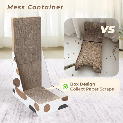 Comsaf Cat Scratching Board, Vertical Cat Scratcher for Indoor Cats, L Shaped Cat Wall Scratcher, Cardboard Cat Scratch Pad Lounger with Box Collecting Scraps, Protect Furniture Couch