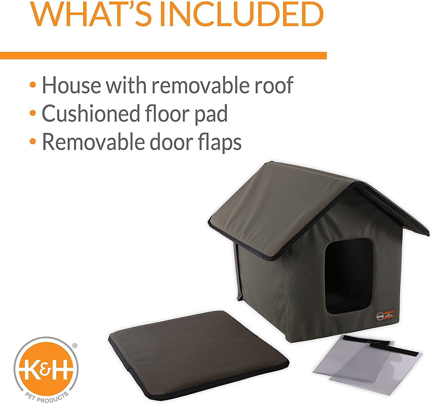 K&H Pet Products Outdoor Cat House for outside Pets, Weatherproof Outdoor Cat House for Ferals, Insulated Kitty Shelter, 2 Doors, Waterproof Removable Floor Pad, Unheated - Olive/Olive