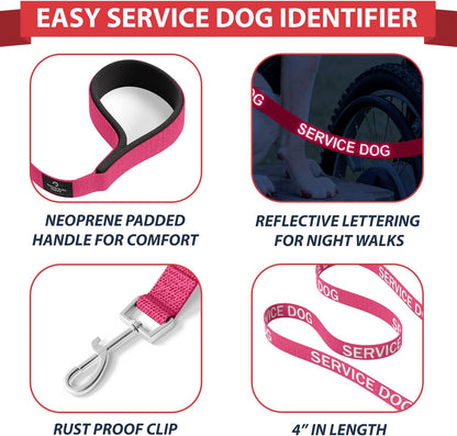Industrial Puppy Service Dog Vest with Hook and Loop Straps and Matching Service Dog Leash Set - Harnesses from XXS to XXL - Harness Features Reflective Patch and Comfortable Mesh Design