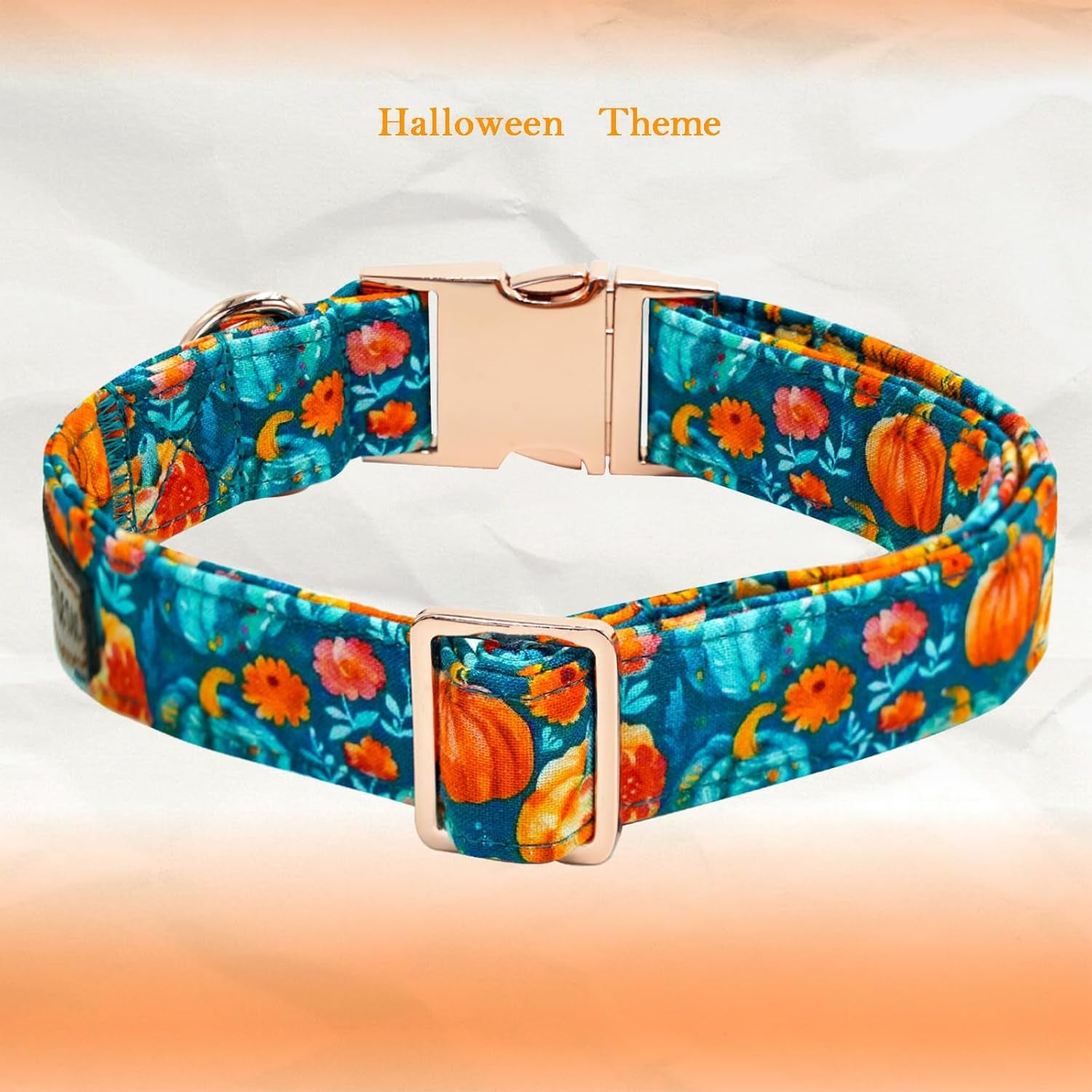 Fall Dog Collar, Halloween Pet Collars with Bow Cute Pumpkin Print Puppy Collar Female or Male Cotton Adjustable Collars for Small Medium Large Dogs