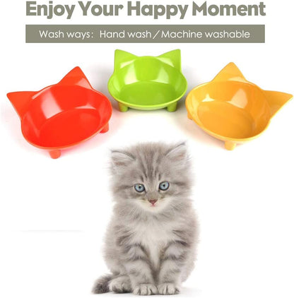 Skrtuan Cat Bowls, Non-Slip Food and Water Bowls for Cats & Dogs, Wide & Shallow Design to Prevent Whisker Fatigue, Safe Food-Grade Pet Dishes for Kittens, Puppies, Rabbits