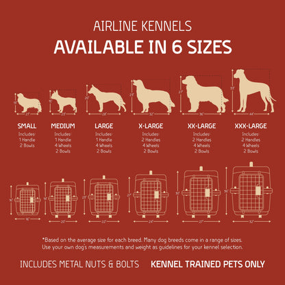 Plastic Kennel for Dogs, Wire Door, IATA Airline Approved, Travel Crate, with Wheels, Gray, Large, 32" L X 22" W X 23" H