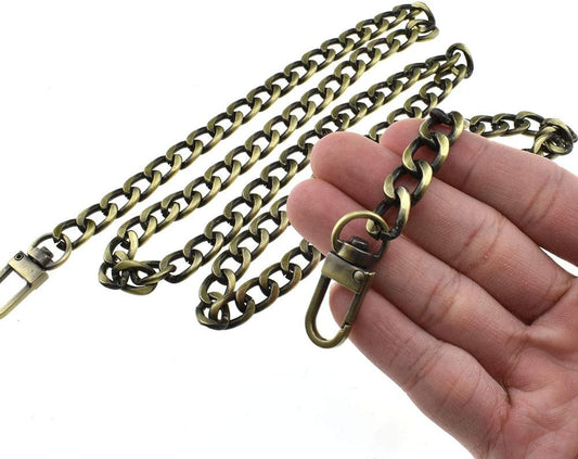 HAHIYO Purse Chain Strap 39.4 Inches Bronze for Shoulder Cross Body Sling Purse Handbag Clutch Replacement Comfortable Flat 0.4' Wide Enough 2.4Mm Extra Thick Metal 1 Pack