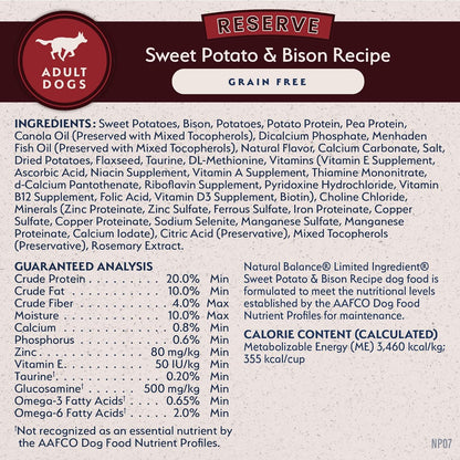 Limited Ingredient Adult Grain-Free Dry Dog Food, Reserve Sweet Potato & Bison Recipe, 4 Pound (Pack of 1)