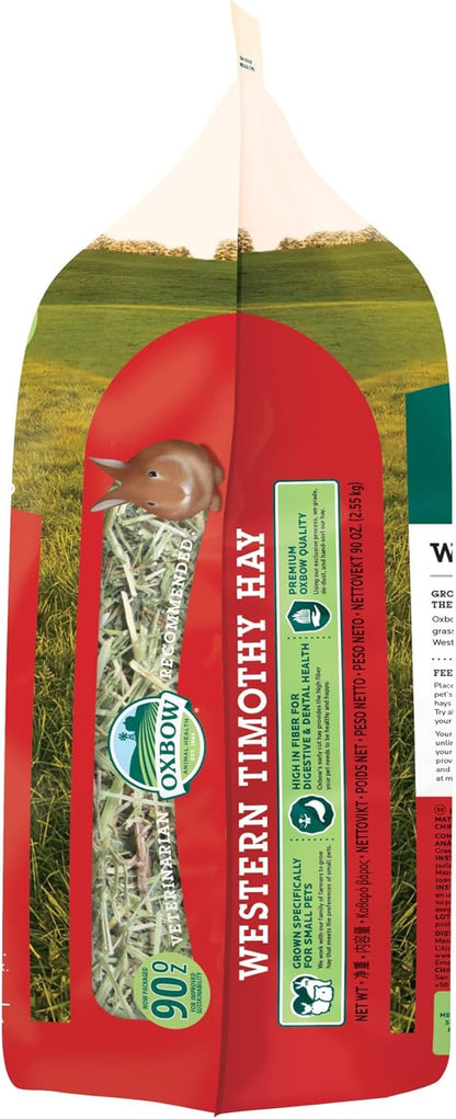 Oxbow Animal Health Western Timothy Hay, Guinea Pig Hay, Small Pet Bunny Supplies, All Natural Grass for Guinea Pig, Bunny, Chinchilla & Hamster, Oxbow Rabbit Supplies for Bunnies, 90 Oz. Bag