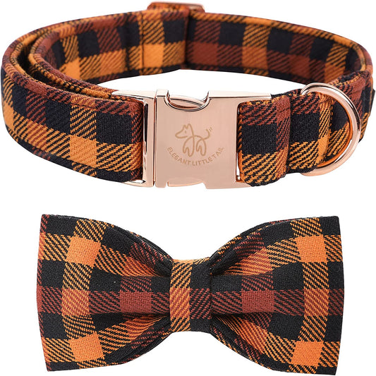 Elegant Little Tail Dog Collar with Bow, Bowtie Dog Collar, Adjustable Fall Dog Collars for Small Medium Large Dogs