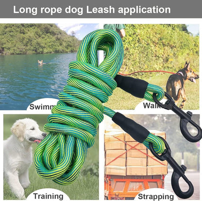 BTINESFUL 8Ft 12Ft 20Ft 30Ft 50Ft 75Ft Dog Tie Out Long Tether Rope Leash, Outdoor Yard Leash, Large Medium Small Dogs Training, Playing, Camping, Backyard (Green, 50 Foot)