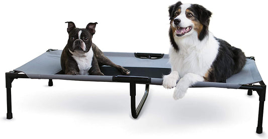 K&H Pet Products Outdoor Elevated Dog Cot, Breathable Cooling Elevated Cot Hammock Pet Bed for XL Dogs, Washable Mesh Cover, Raised Metal Frame, Collapsible, Portable - Extra-Large 50 X 32In Gray