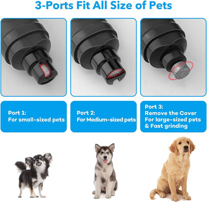 Casfuy Dog Nail Grinder with 2 LED Light - New Version 2-Speed Powerful Electric Pet Nail Trimmer Professional Quiet Painless Paws Grooming & Smoothing for Small Medium Large Dogs and Cats (Grey)
