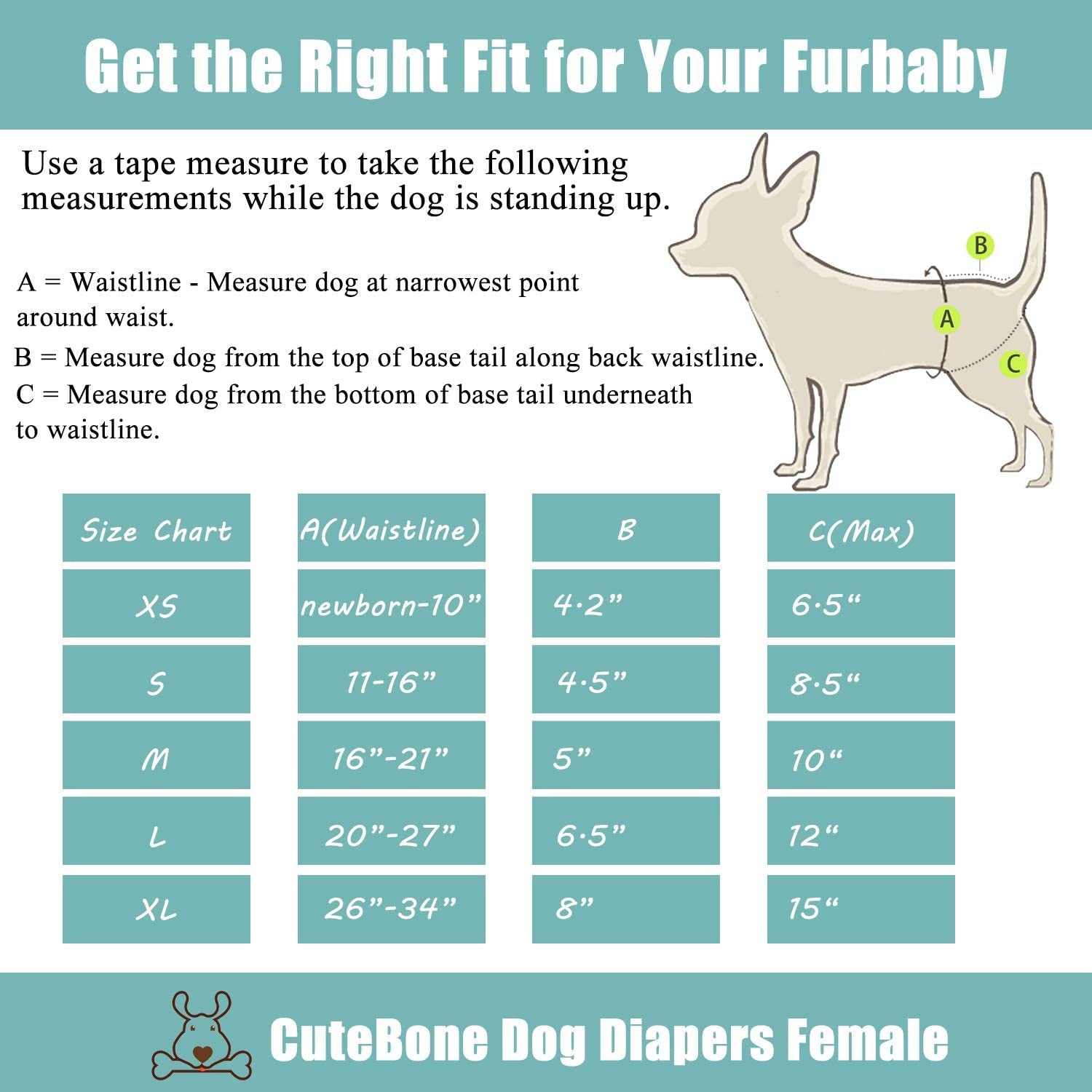 Cutebone Dog Diapers Female Washable Small Medium Large 3 Pack Reusable Doggie Diapers Puppy Period Pants for Doggy Heat Cycle Peeing D14XS