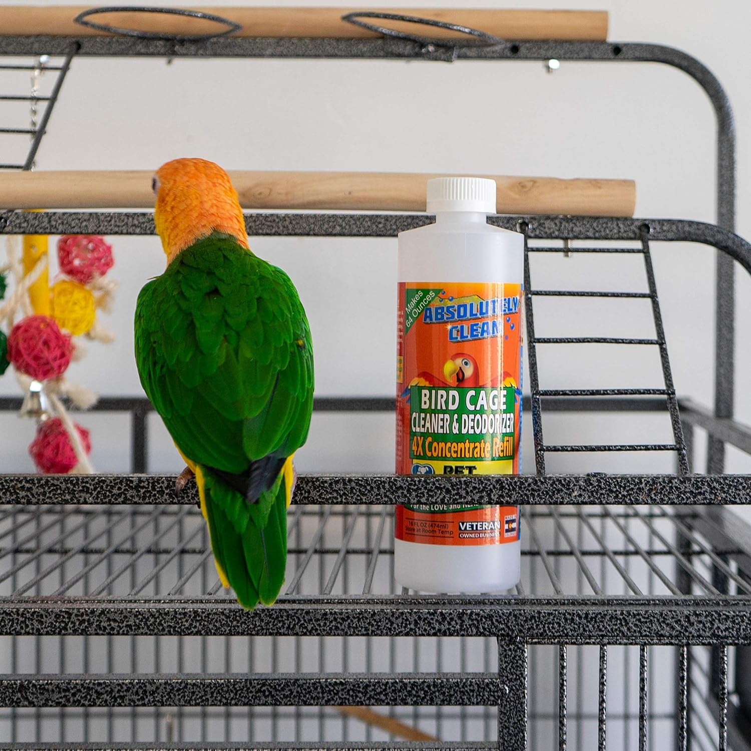 Absolutely Clean Amazing Bird Cage Cleaner and Deodorizer - Just Spray/Wipe - Safely & Easily Removes Bird Messes Quickly and Easily - USA Made - Fragrance Free (4X Concentrate - 16Oz Makes 64Oz)