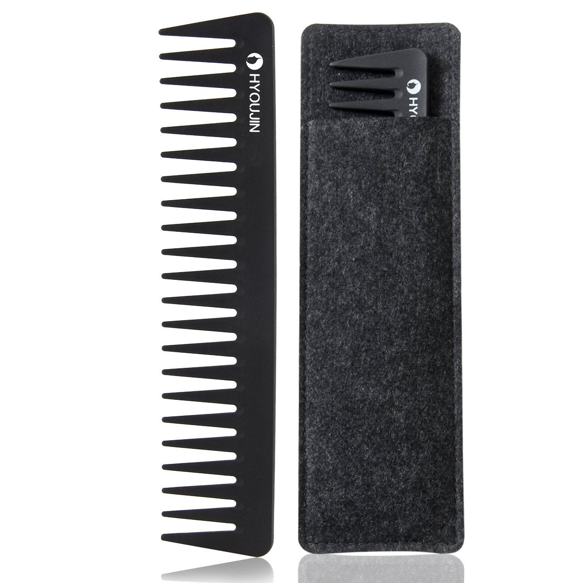 HYOUJIN 601 Black Carbon Wide Tooth Comb Detangling Comb Detangler Hair Comb for Long Wet Hair Hair Straighten Curly Hair 230℃ Heat Resistan