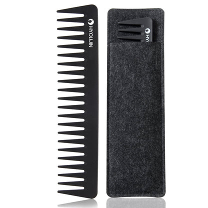HYOUJIN 601 Black Carbon Wide Tooth Comb Detangling Comb Detangler Hair Comb for Long Wet Hair Hair Straighten Curly Hair 230℃ Heat Resistan