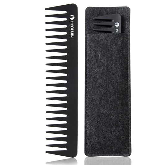 HYOUJIN 601 Black Carbon Wide Tooth Comb Detangling Comb Detangler Hair Comb for Long Wet Hair Hair Straighten Curly Hair 230℃ Heat Resistan