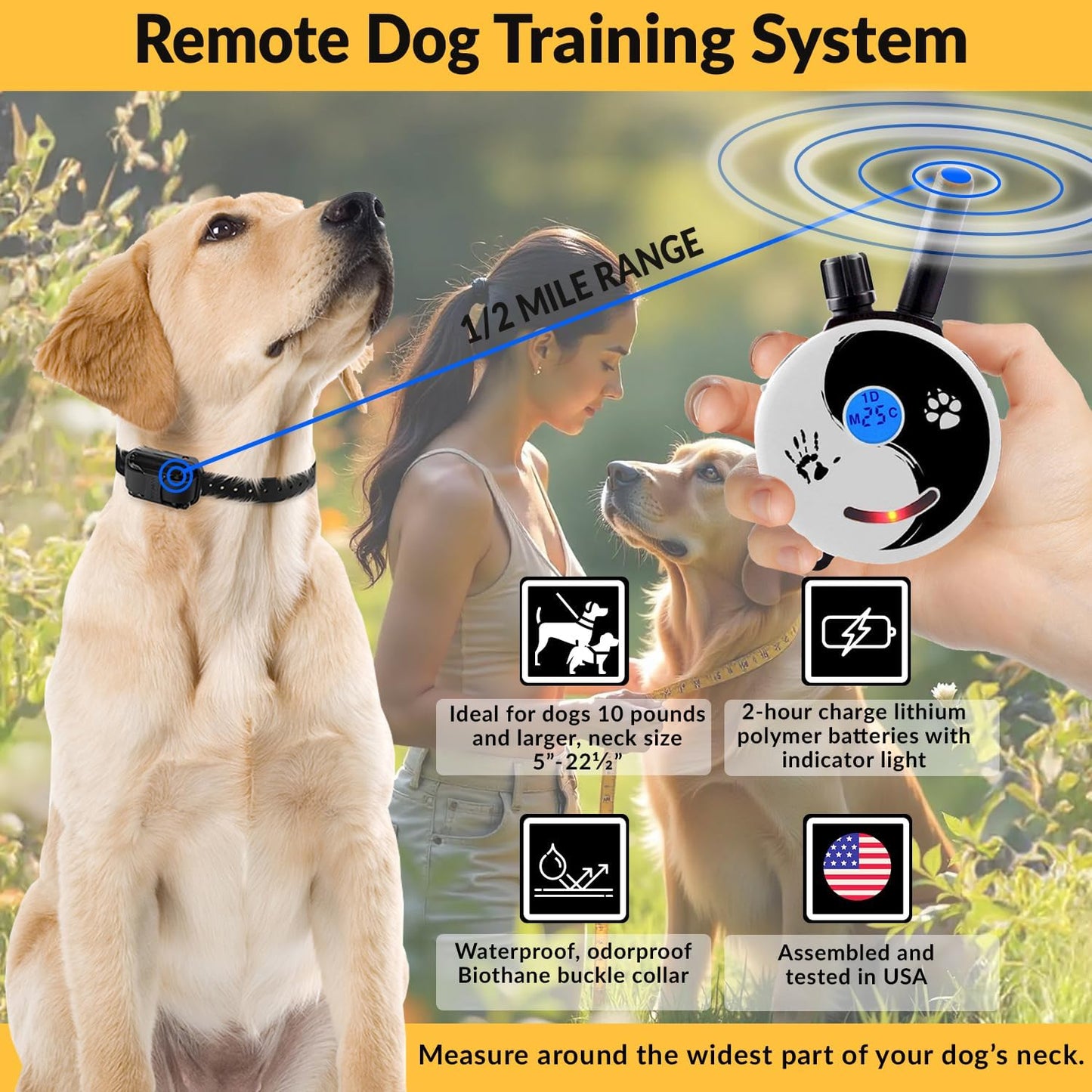 Educator E-Collar Dog Training Collar, Rechargeable Remote + Finger Clicker, for Small to Medium Dogs, Humane Tapping Stimulation, 100 Levels, Tone, Light, 1/2 Mile 1 Dog, Zen