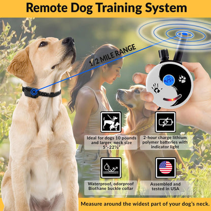 Educator E-Collar Dog Training Collar, Rechargeable Remote + Finger Clicker, for Small to Medium Dogs, Humane Tapping Stimulation, 100 Levels, Tone, Light, 1/2 Mile 1 Dog, Zen